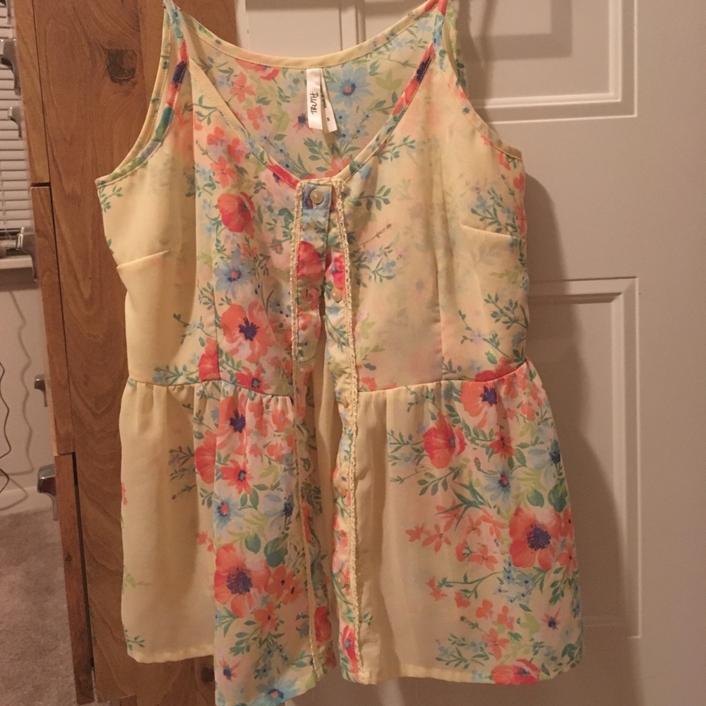 Yellow floral spaghetti strap top